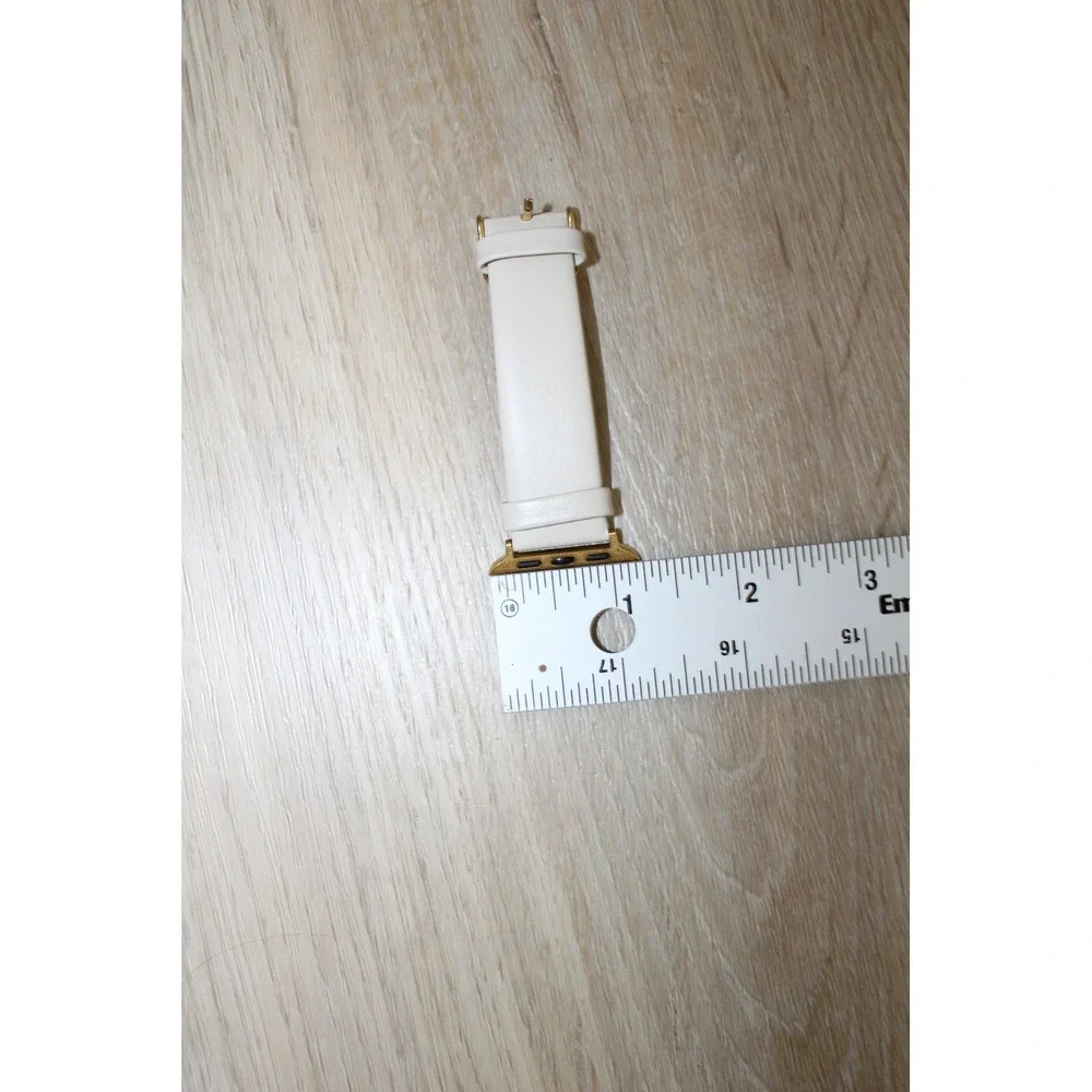 QRTZ White Genuine Leather Apple Watch Band Gold Hardware Replacement Strap